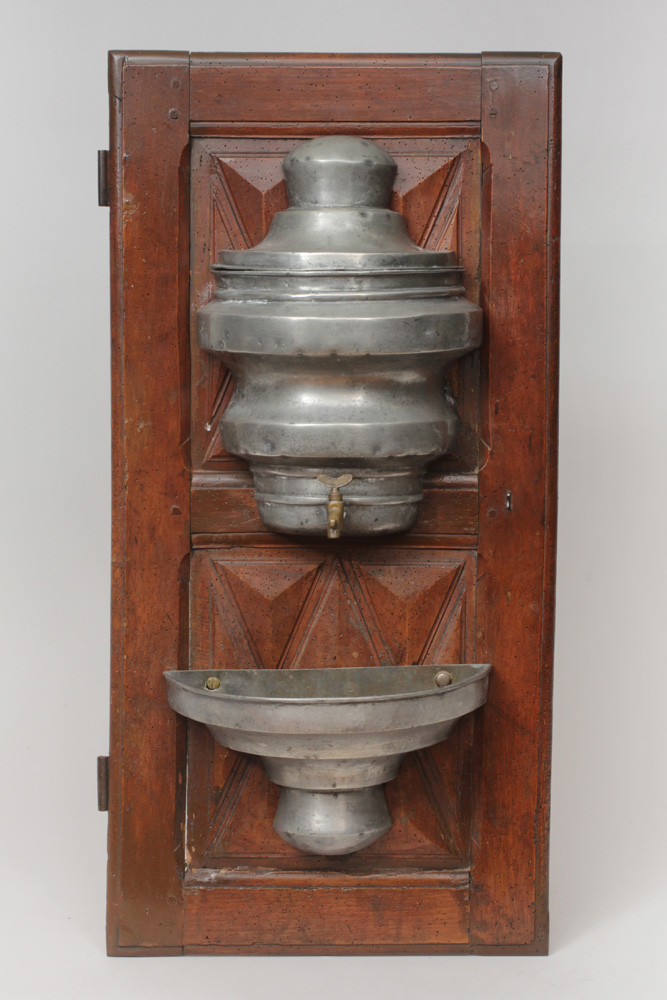 Appraisal: French Provincial Pewter Lavabo and Basin Mounted on a provincial