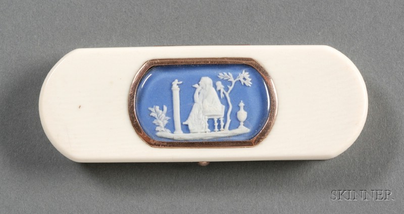 Appraisal: Wedgwood Mounted Ivory Patch Box England early th century the