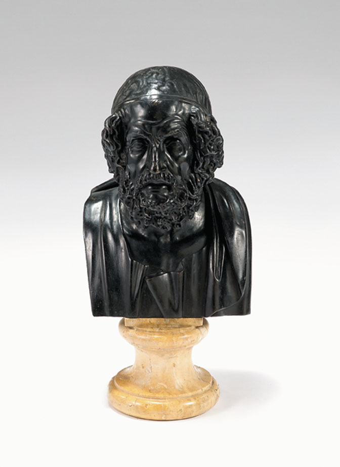 Appraisal: After the antique bronze bust of Homer th century Dark