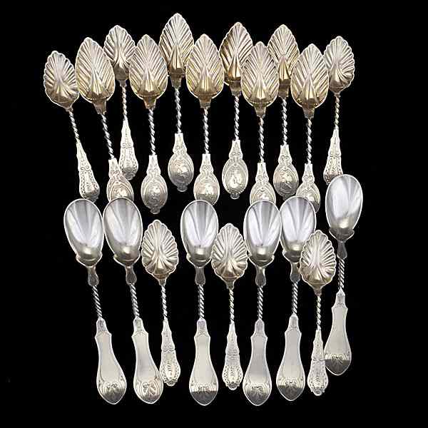 Appraisal: Coin Silver Sorbet and Berry Spoons American a group of