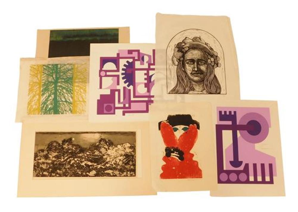 Appraisal: A small group of seven contemporary prints in a variety