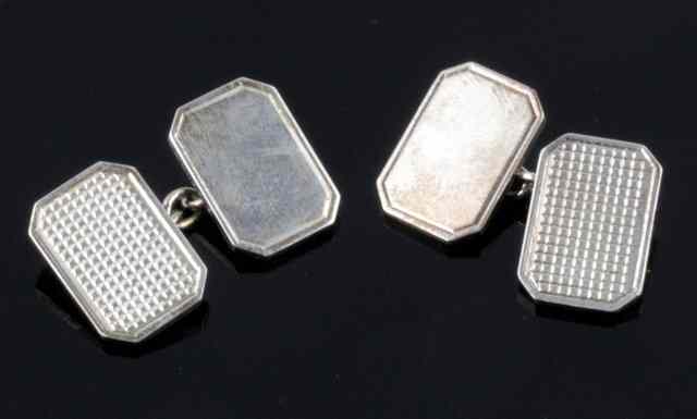 Appraisal: A pair of silver cufflinks Harrods Birmingham with canted tablets