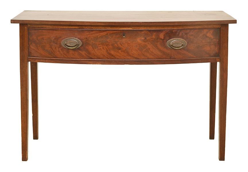 Appraisal: A GEORGE III MAHOGANY SIDE TABLE with a bowed rectangular