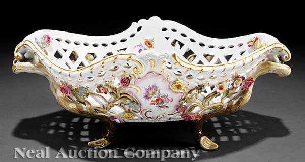 Appraisal: A Meissen Porcelain Polychrome and Gilt Reticulated Basket base with