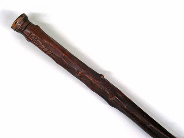 Appraisal: A walking stick dated and The natural form with horn