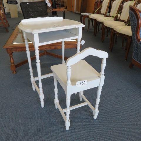 Appraisal: Telephone Table Chair white