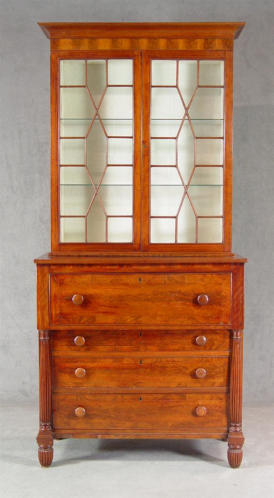 Appraisal: Mahogany Butler's Secretary th Century Two thirteen-light glazed doors above