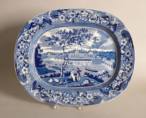 Appraisal: Historical blue Staffordshire platter th c depicting Fair Mount near