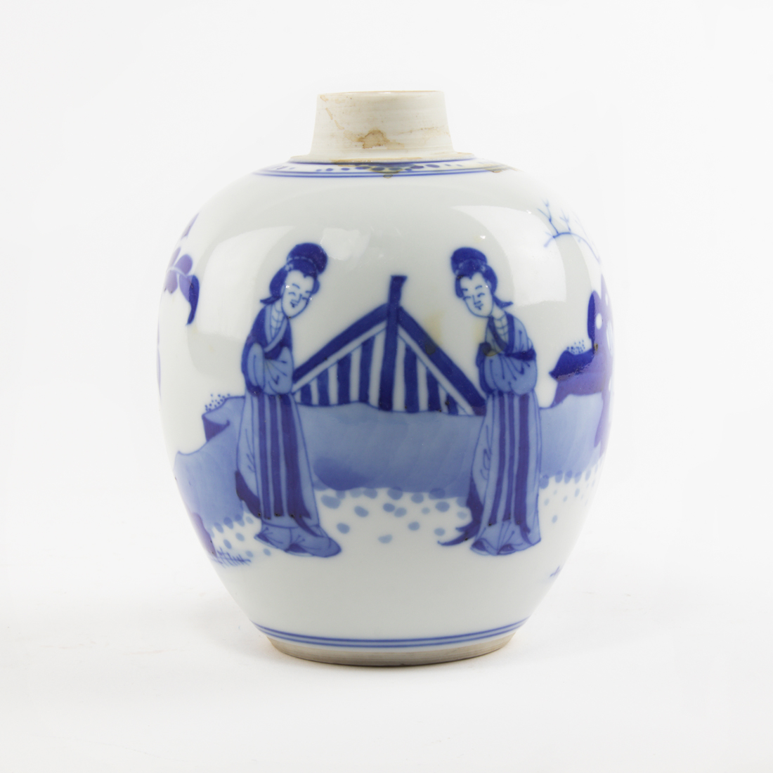 Appraisal: CHINESE BLUE AND WHITE JAR Chinese blue and white jar