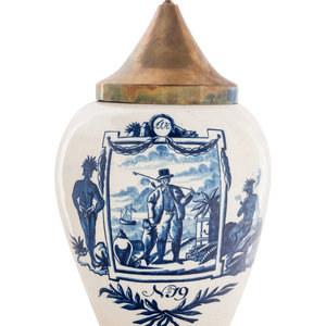 Appraisal: A Delft Blue and White Tobacco Jar Possibly De Blompot