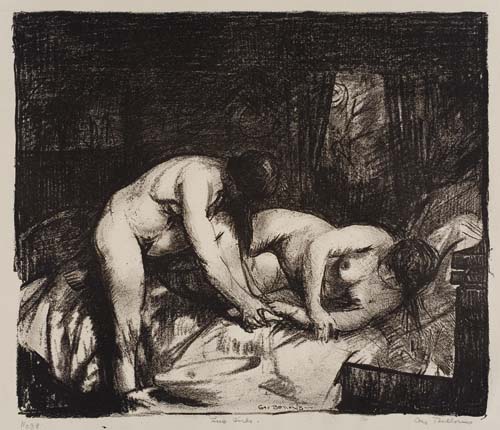 Appraisal: GEORGE BELLOWS Two Girls Lithograph x mm x inches full