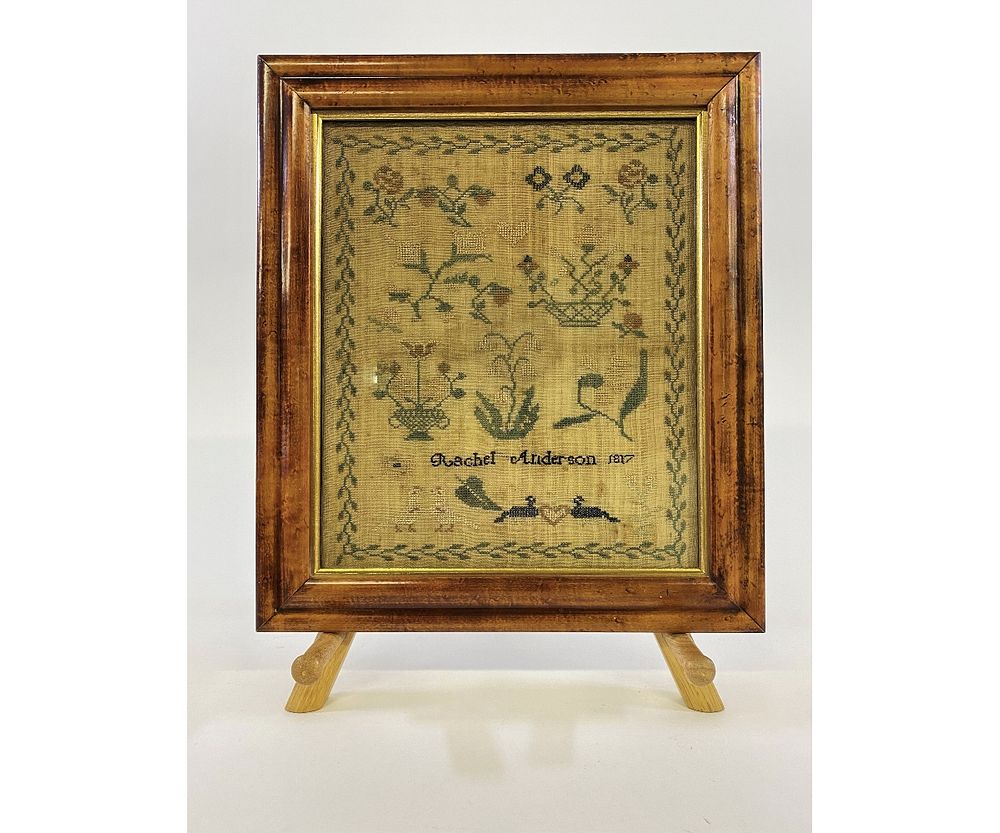 Appraisal: Delaware Valley Silk on Linen Sampler Delaware Valley silk on