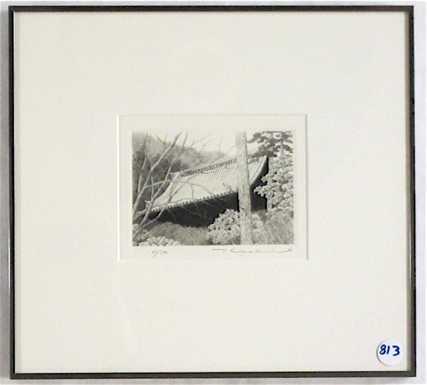 Appraisal: RYOHEI TANAKA ETCHING Japan born Roof among trees Image measures