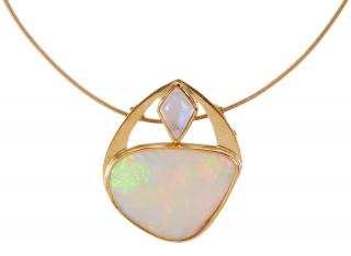 Appraisal: kt Opal Moonstone Necklace custom made pendant with one irregular