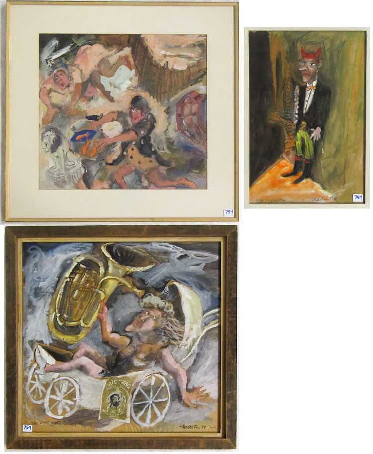 Appraisal: JAMES MARTIN THREE GOUACHES ON PAPER Washington b The Cart