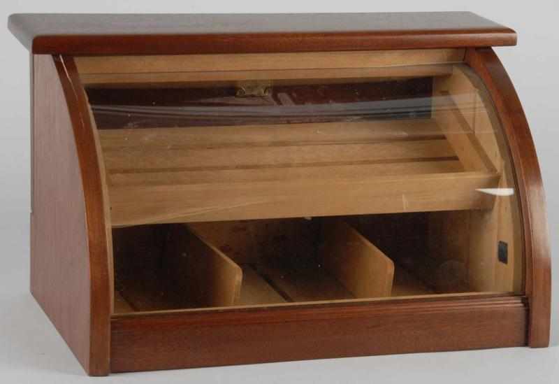 Appraisal: Curved Glass Display Cigar Humidor Description Circa to Made of