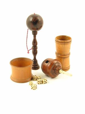 Appraisal: A th century turned boxwood dice shaker of waisted cylindrical