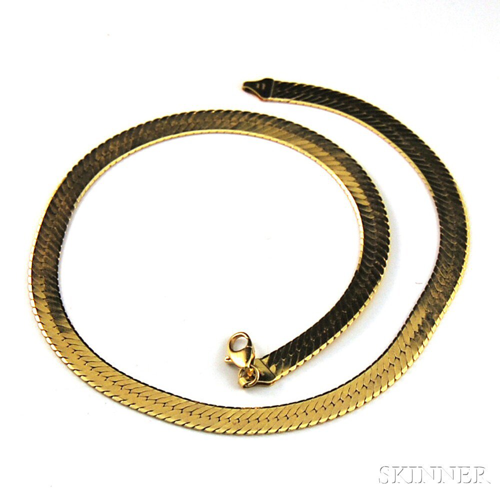 Appraisal: Italian kt Gold Flat Curb-link Necklace wd lg in total