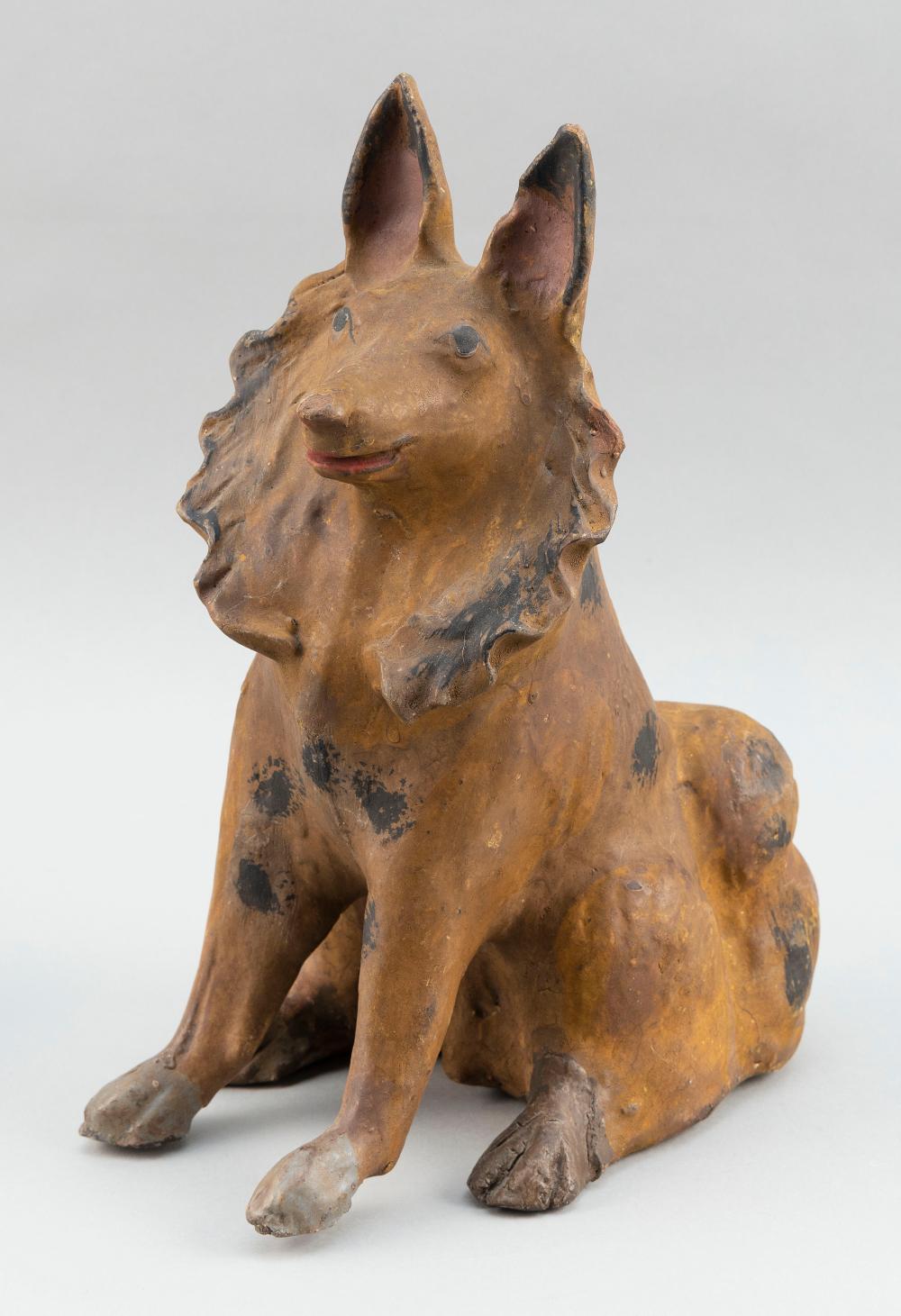 Appraisal: CHALKWARE DOG-FORM BANK FIRST HALF OF THE TH CENTURY HEIGHT