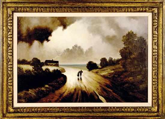 Appraisal: P Burnes American mid th century LONG ROAD HOME oil