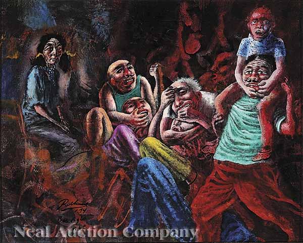 Appraisal: Noel Rockmore American New Orleans - Bar Fight oil on