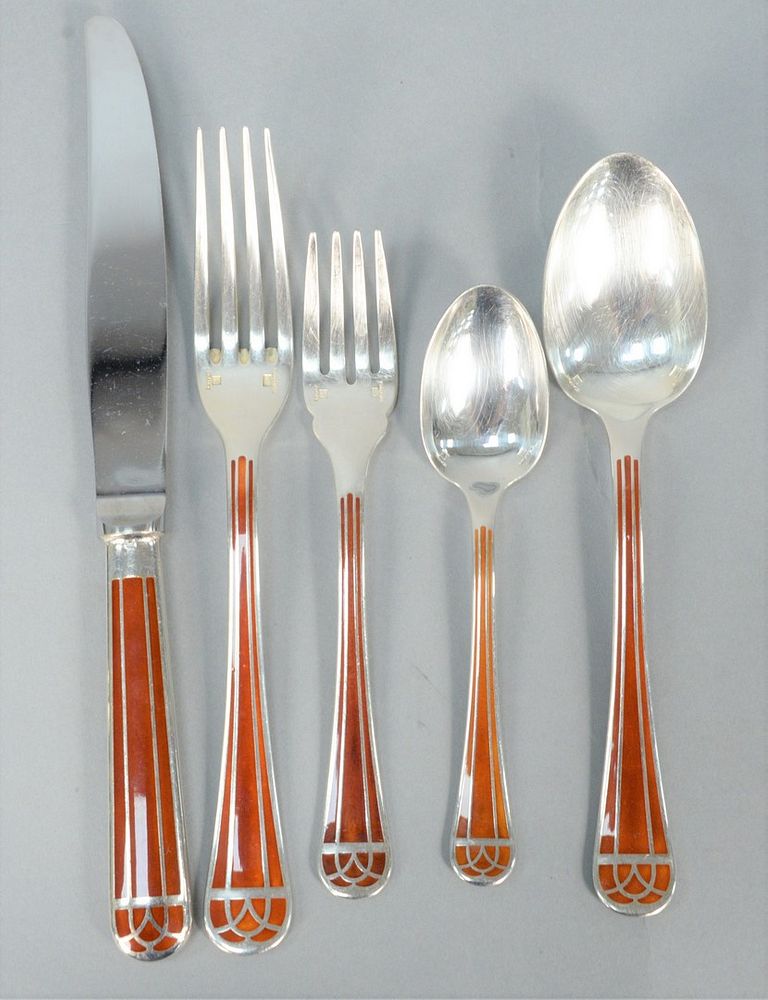 Appraisal: Forty Piece Christofle Talisman Pattern Silver Plated and Enameled Flatware