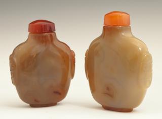 Appraisal: Two Chinese Carved Agate Snuff Bottles early th c with