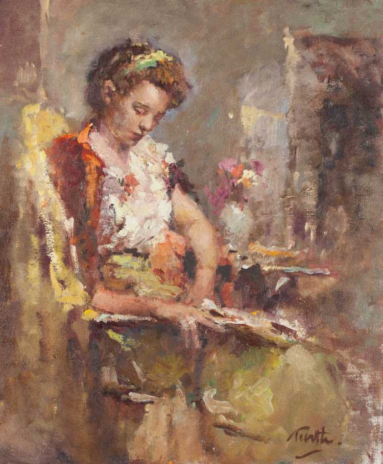 Appraisal: ARNOLD TURTLE OIL ON CANVAS Illinois Louisiana - Woman reading