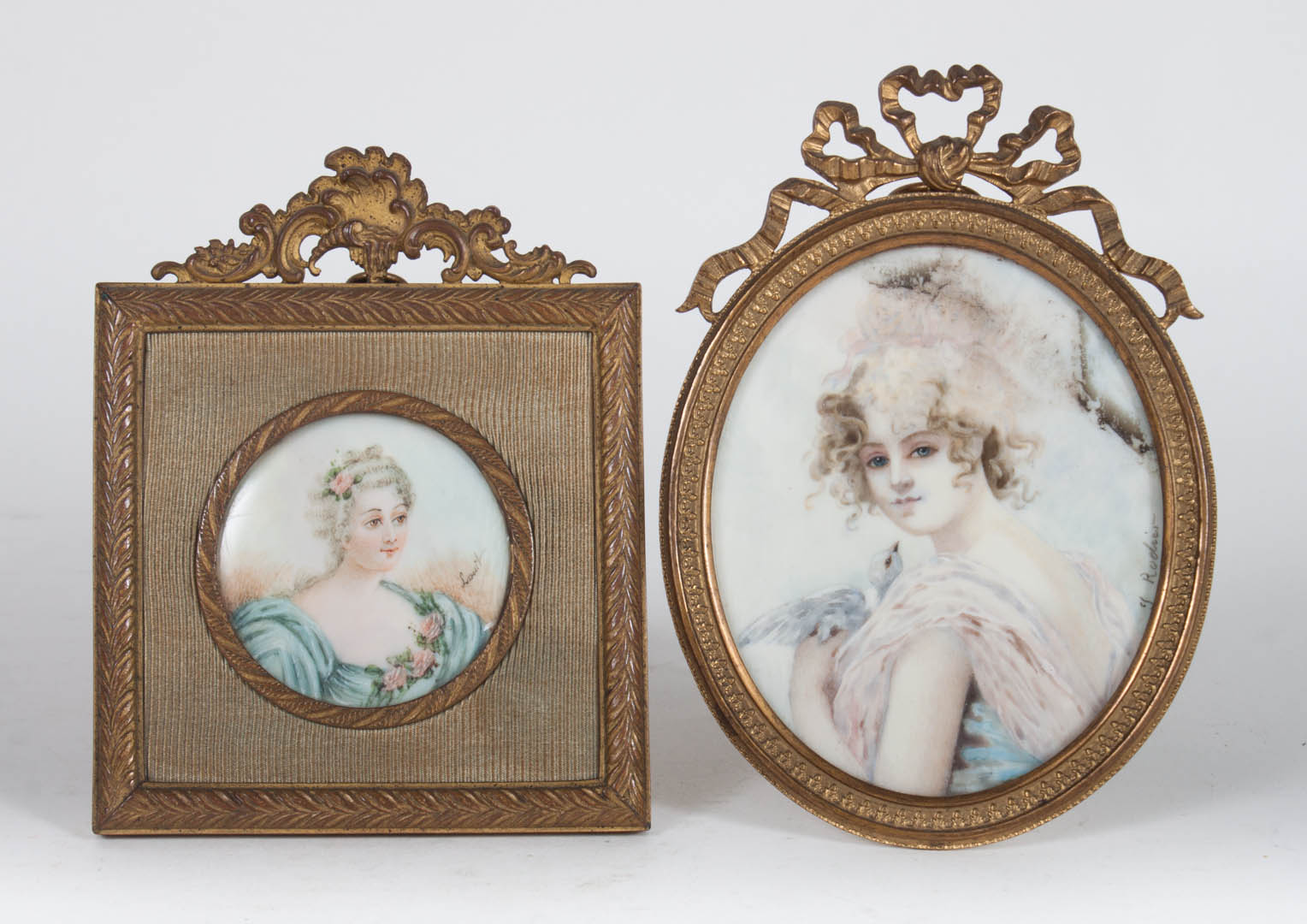 Appraisal: Two Continental School portrait miniatures late th century two portrait