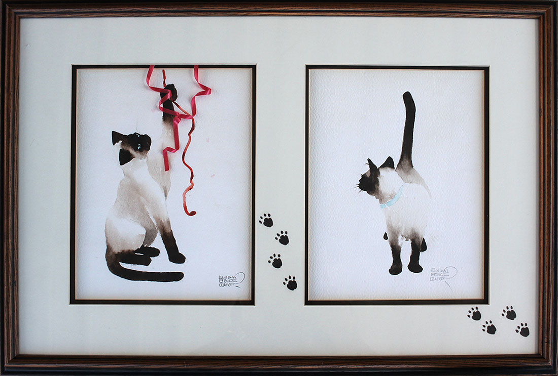 Appraisal: WALKER William American - Siamese Cat Paintings Each watercolor painting