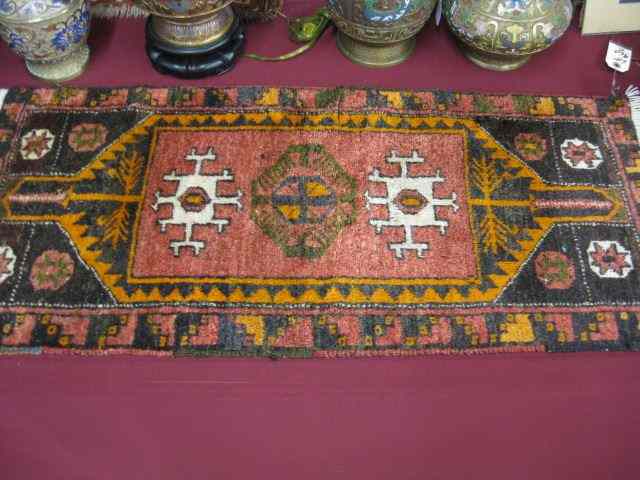 Appraisal: Oushak Persian Handmade Mat geometric designs earthtones ' ' X