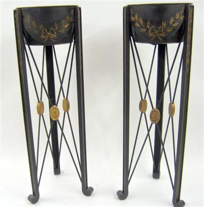 Appraisal: Pair of Neoclassical style painted and parcel gilt iron plant