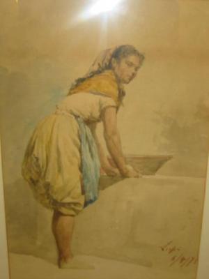 Appraisal: ITALIAN SCHOOL Portrait of a Young Woman Kneading Dough signed