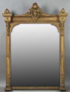 Appraisal: American Aesthetic Gilt and Gesso Overmantel Mirro American Aesthetic Gilt