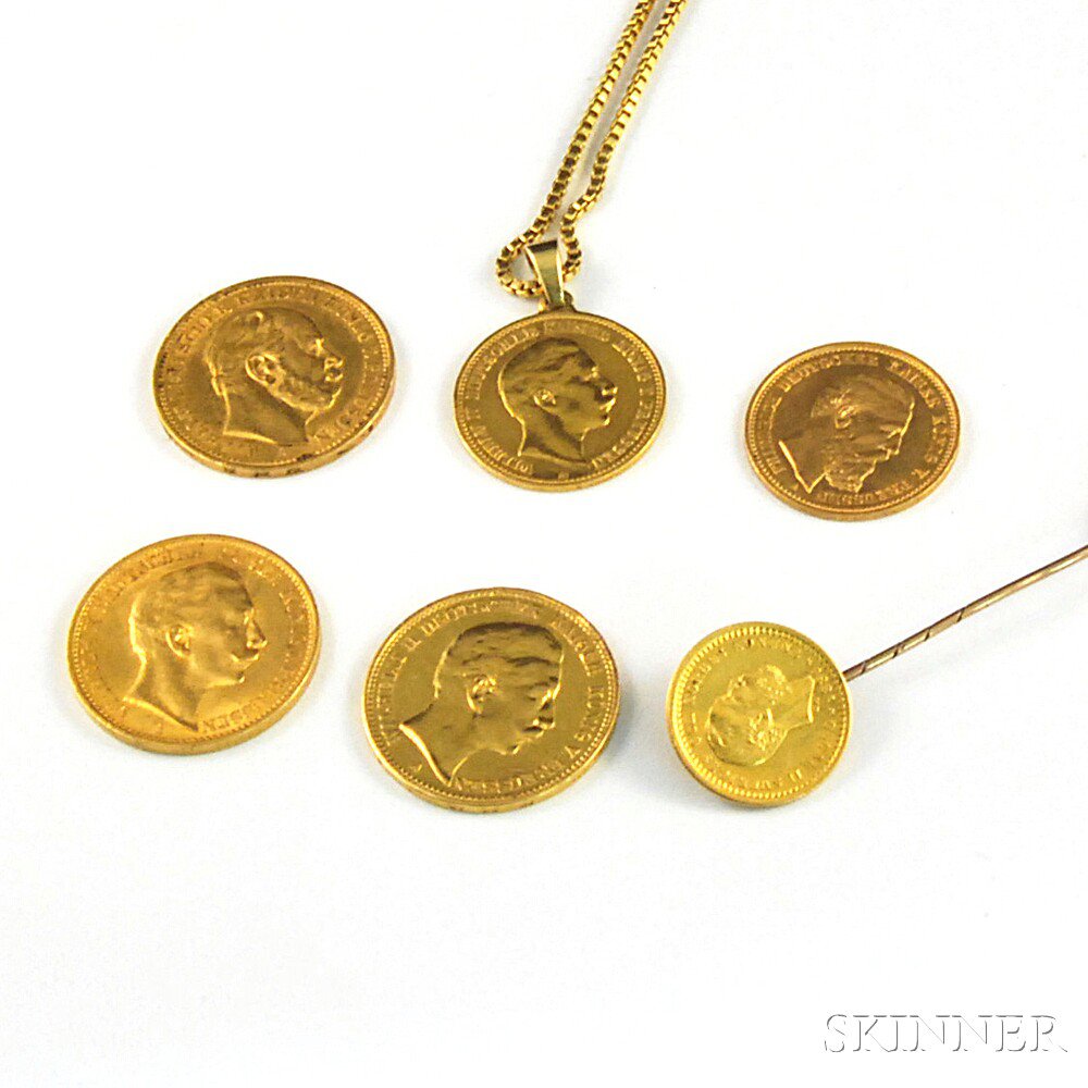 Appraisal: Six European Gold Coins two German Prussian mark coins and