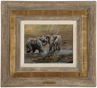 Appraisal: Gary Robert Swanson ''Water-Sports'' elephants signed lower right with copyright