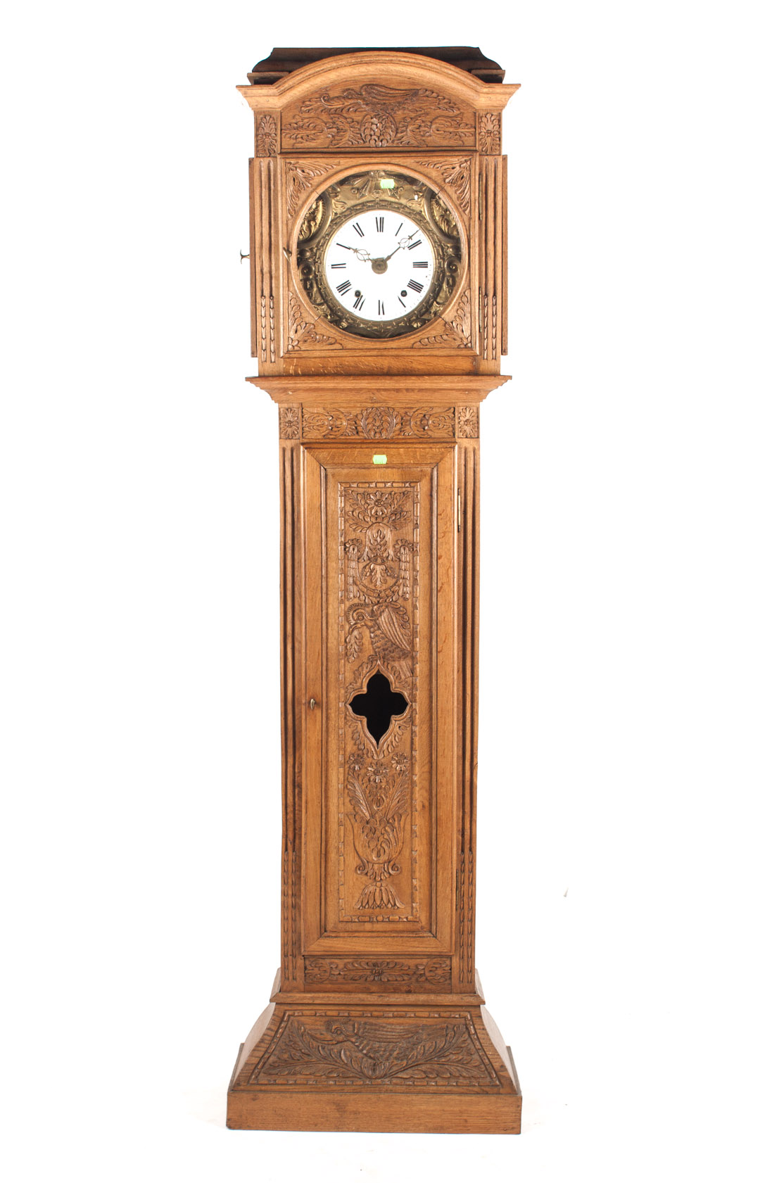 Appraisal: French wag-on-the wall clock and wood case sheet brass and