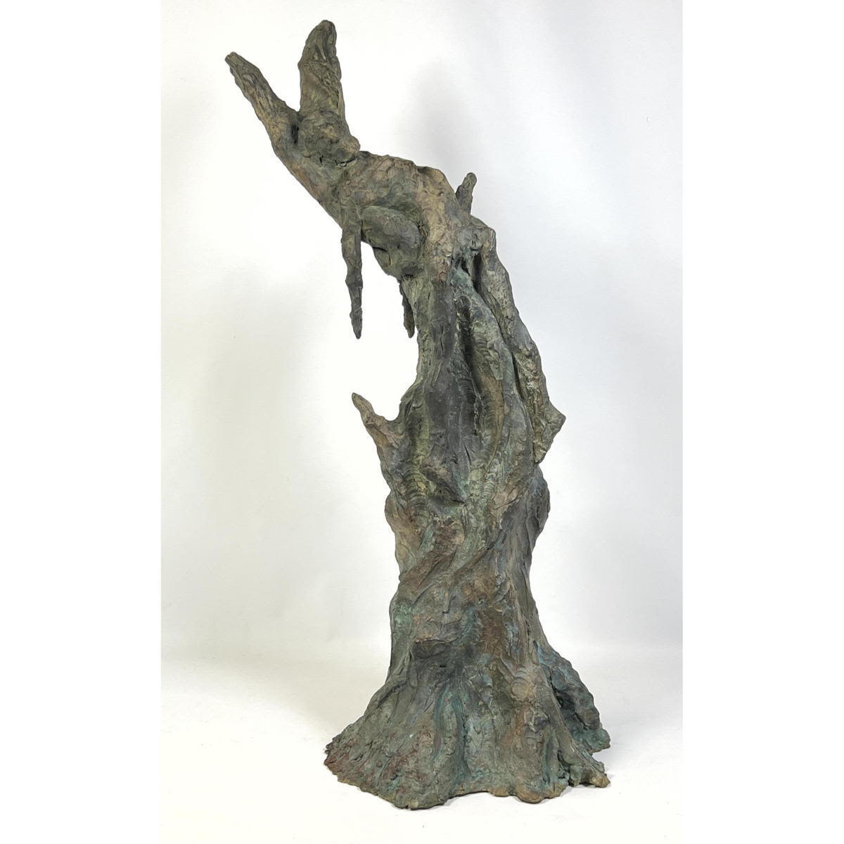 Appraisal: Bronze Modernist Sculpture Abstract Modern Reclining Figure on Tree Stump