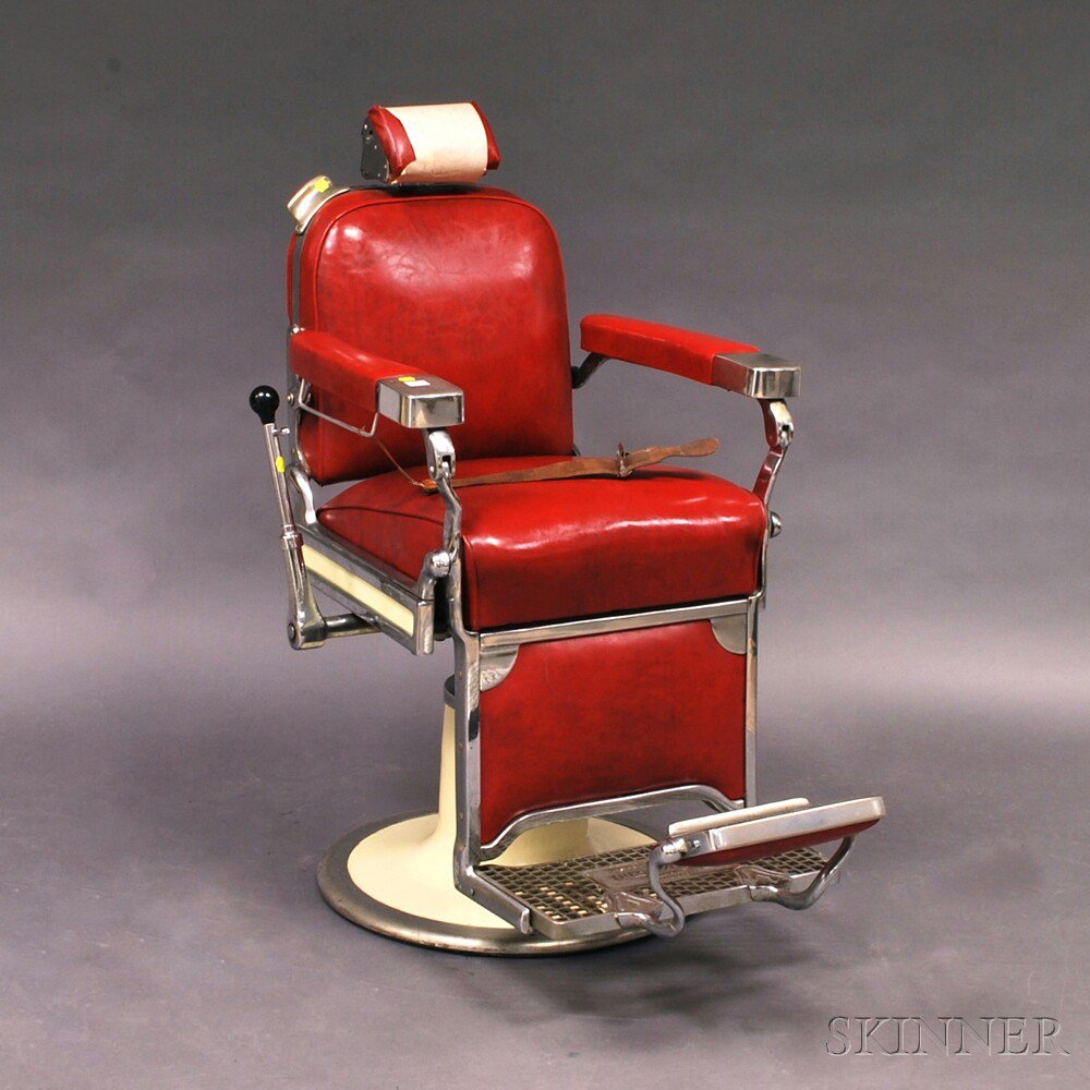 Appraisal: Theo A Kochs Chrome and Vinyl Barber's Chair Chicago Illinois