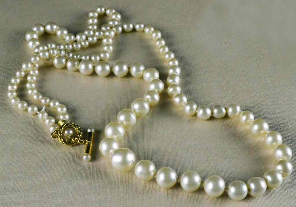 Appraisal: Chanel Vintage Graduated Faux Pearl NecklaceStrand of knotted and graduated