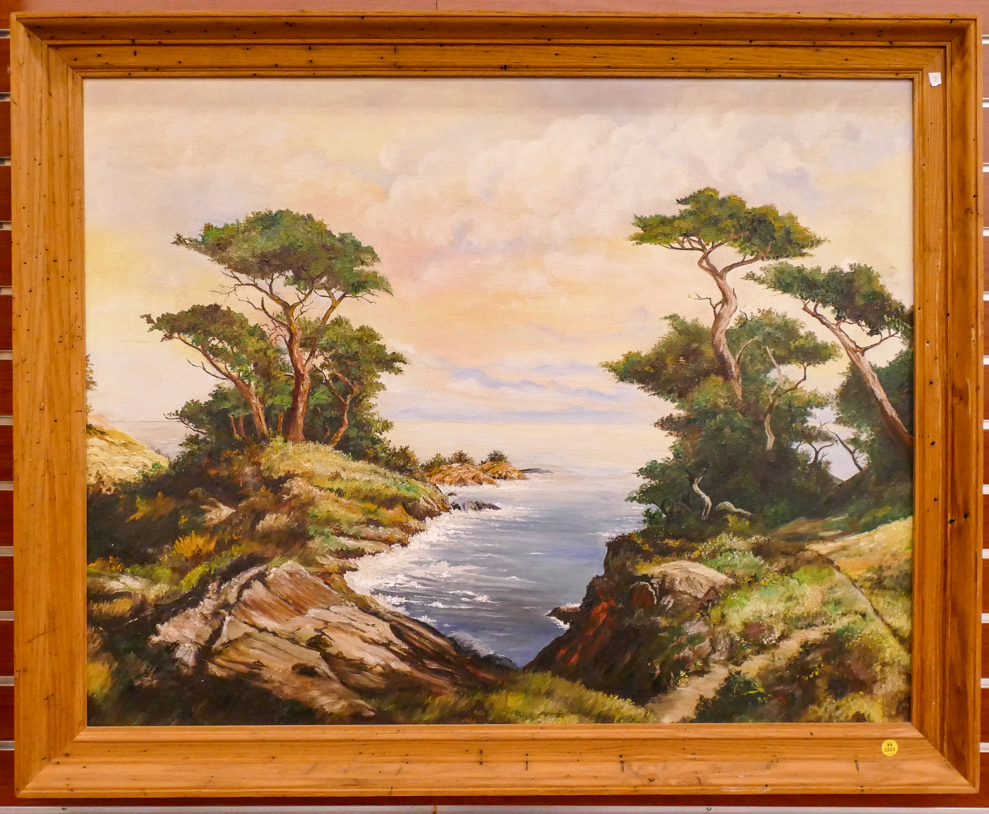 Appraisal: F E Hansen Coastal Scene Landscape Oil Painting Framed- x