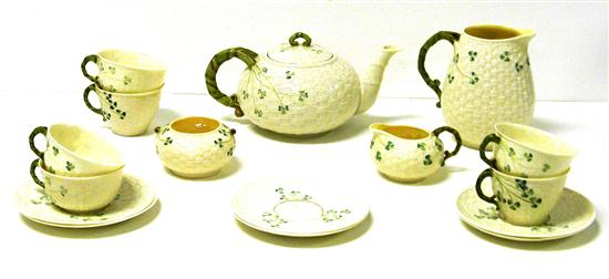 Appraisal: Belleek tea set sixteen pieces all with green mark and