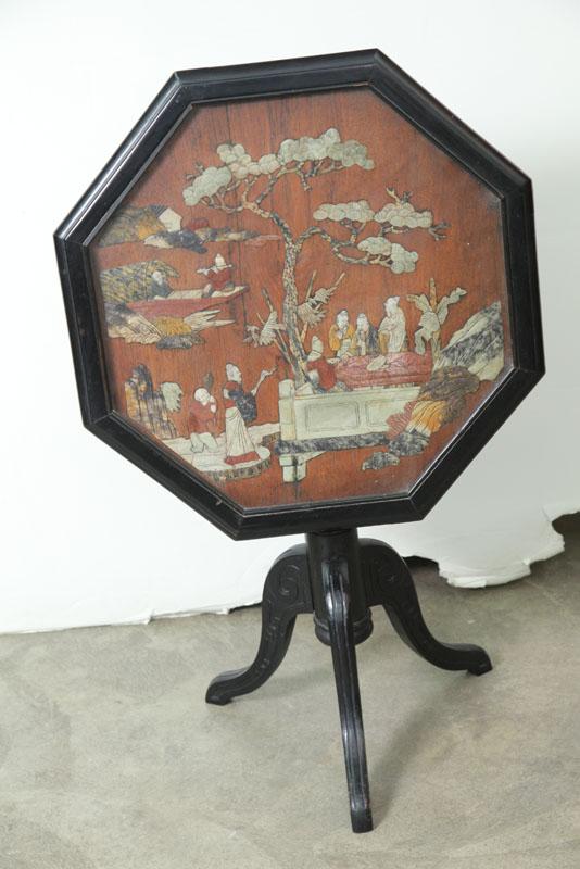 Appraisal: ORIENTAL TILT TOP STAND Black painted table having an octagonal