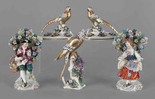 Appraisal: Pair of Chelsea type porcelain bocage figures early th c