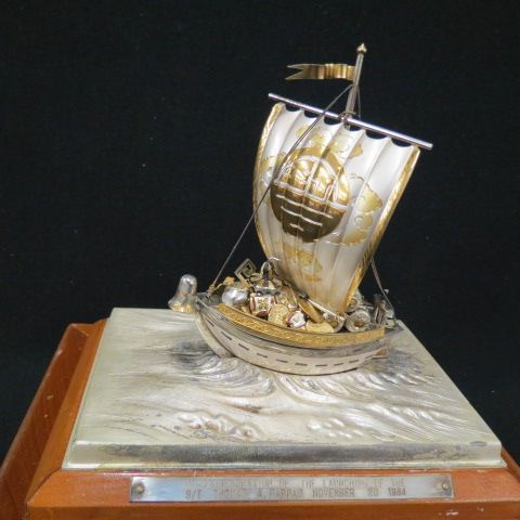 Appraisal: Sterling Silver Treasure Ship Model by Takehiko Japan gold highlights