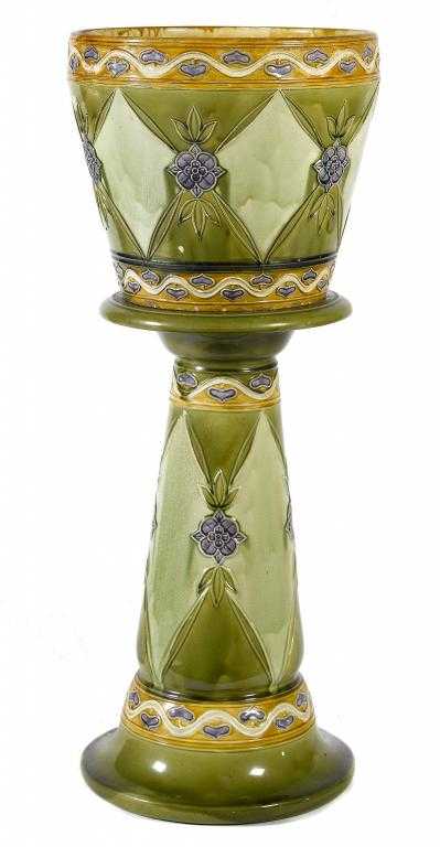 Appraisal: A MINTONS SECESSIONIST WARE JARDINIERE AND PEDESTAL in purple green