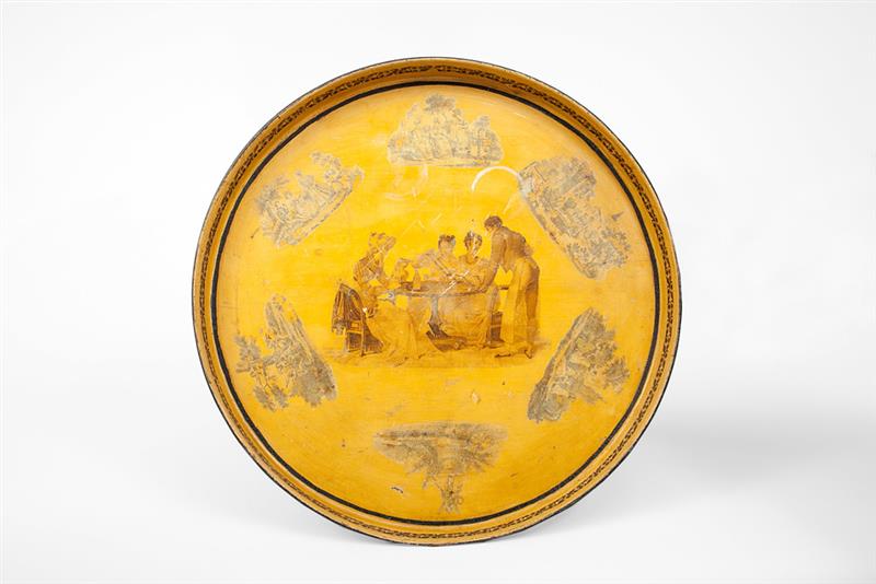 Appraisal: French Yellow T le Peinte Circular Tray x in diam