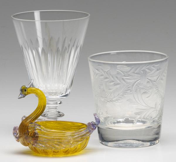 Appraisal: STEMWARE AND VENETIAN GLASS Thirty-eight pieces includes twelve swan figural