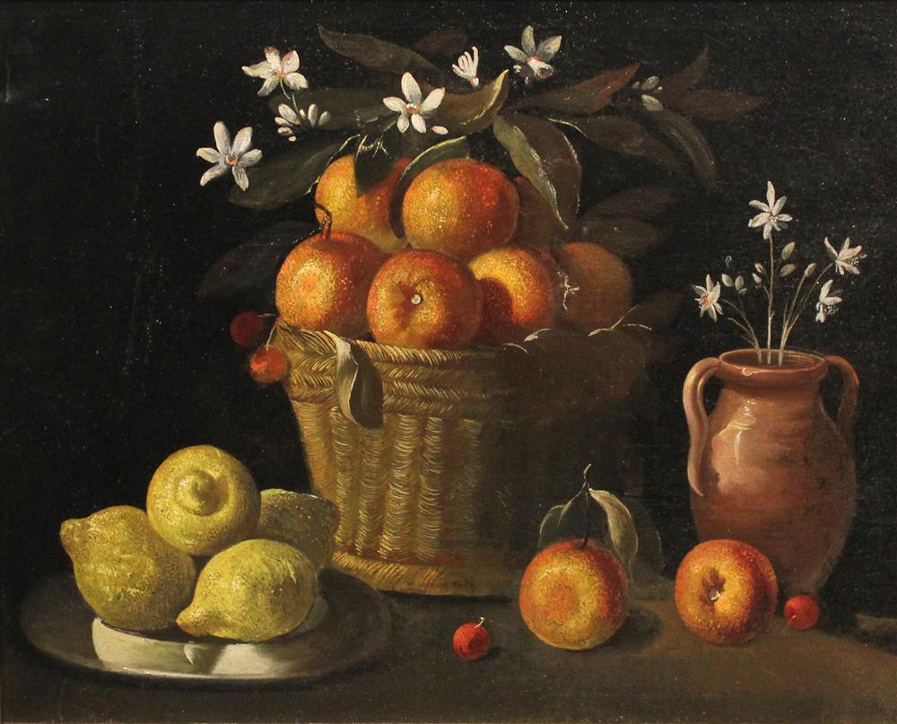 Appraisal: FOLLOWER OF LUIS MELENDEZ SPANISH TH CENTURY STILL LIFE Oil