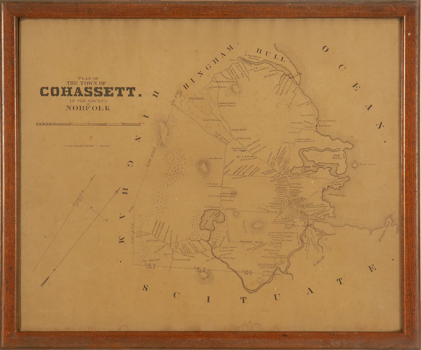 Appraisal: FRAMED MAP OF COHASSET th Century x